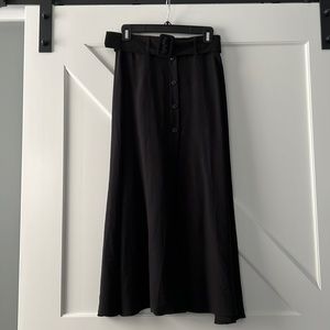 Zara Black Button Up Belted Maxi Skirt, XS